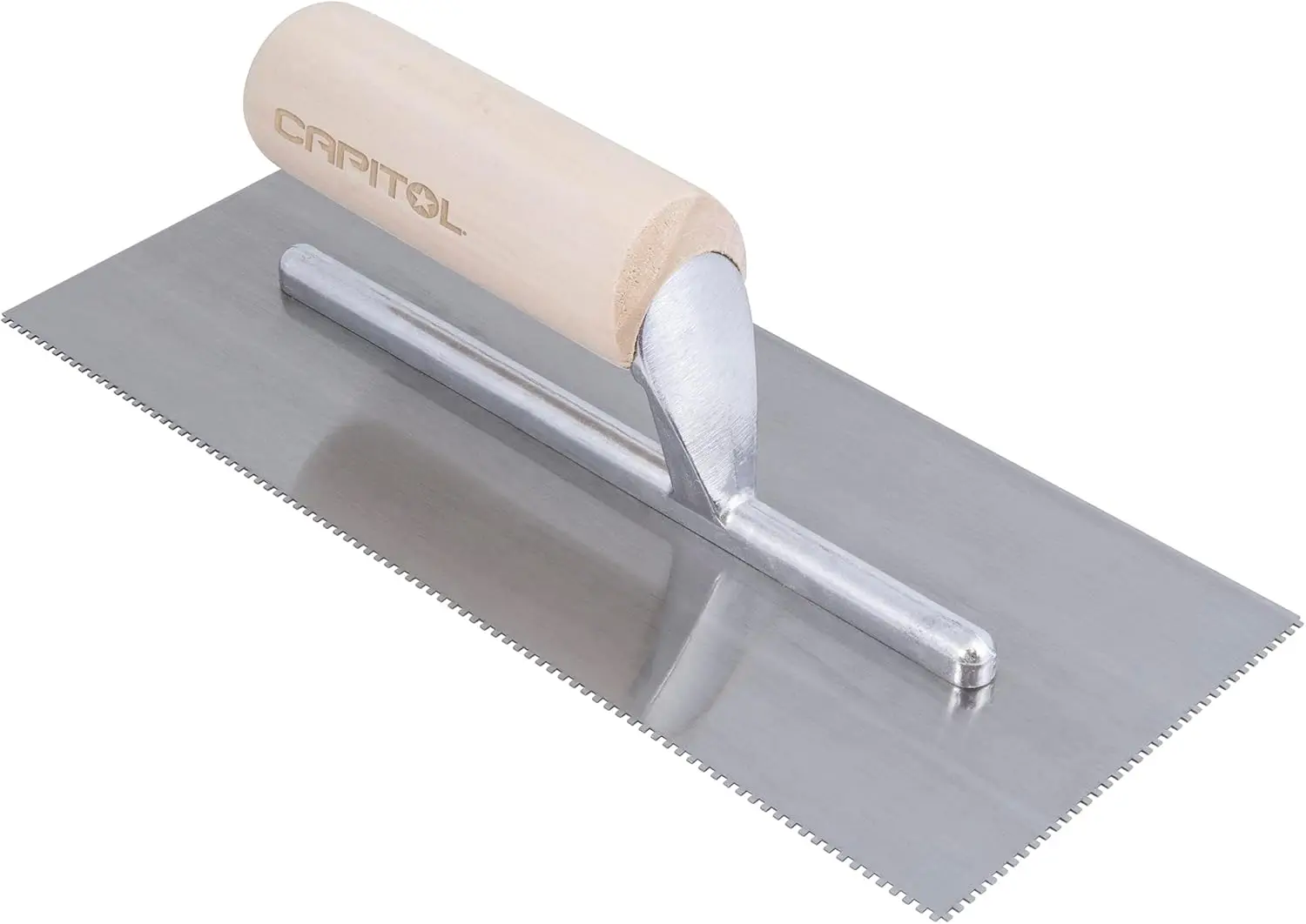 

Professional Flooring Adhesive Trowel 1/16" Square-Notch, Silver/Light Wood Handle for Carpet & LVT