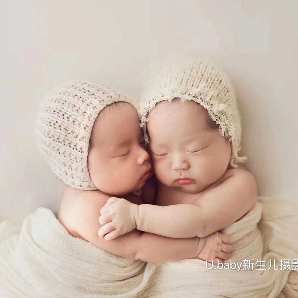 Topi Mohair Bayi Perempuan dengan Renda Properti Fotografi Bayi Baru Lahir Topi Rajut Bayi Perempuan Topi Fotografi Bayi Baru Lahir Aksesori Bayi