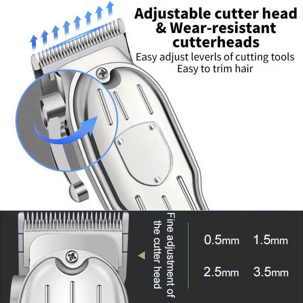 Professional Hair Clippers for Men Professional - Cordless Barber Clippers for Hair Cutting & Grooming Rechargeable Beard Trimmer USB Rechargeable Grooming Kit with 4 Guide Combs & Cleaning Brush view 3