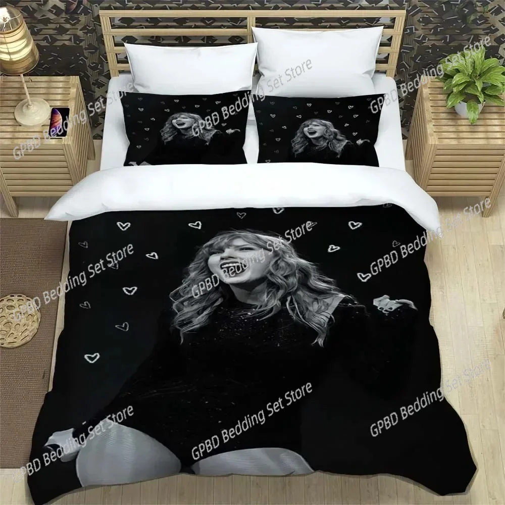 

American pop music queen Pattern Quilt Cover With Pillowcases 3D Digital Printed Bedding Set Twin Full Queen King Christmas Gift