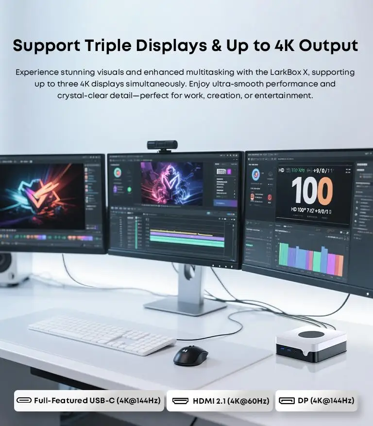 CHUWI LarkBox X Mini PC Intel Corei3-1220P 8GB RAM 256GB SSD مخرج ثلاثي الشاشة حتى 4K نظام تبريد متقدم Wifi6 Mini PC