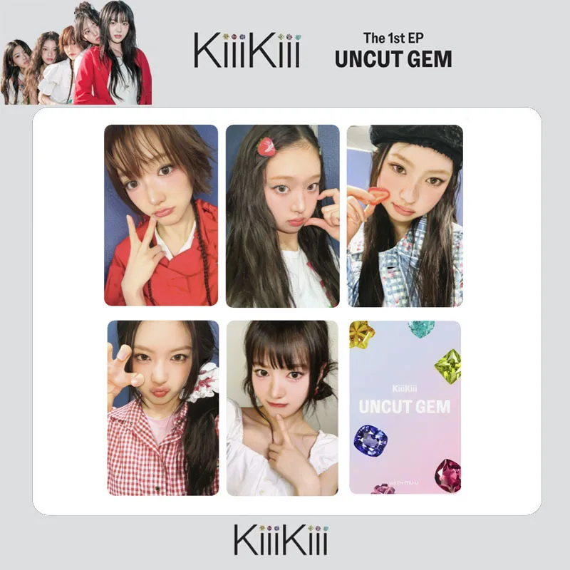 5Pcs/Set Kpop KiiiKiii UNCUT GEM 1st Album WM MS Ver Slefie Cards