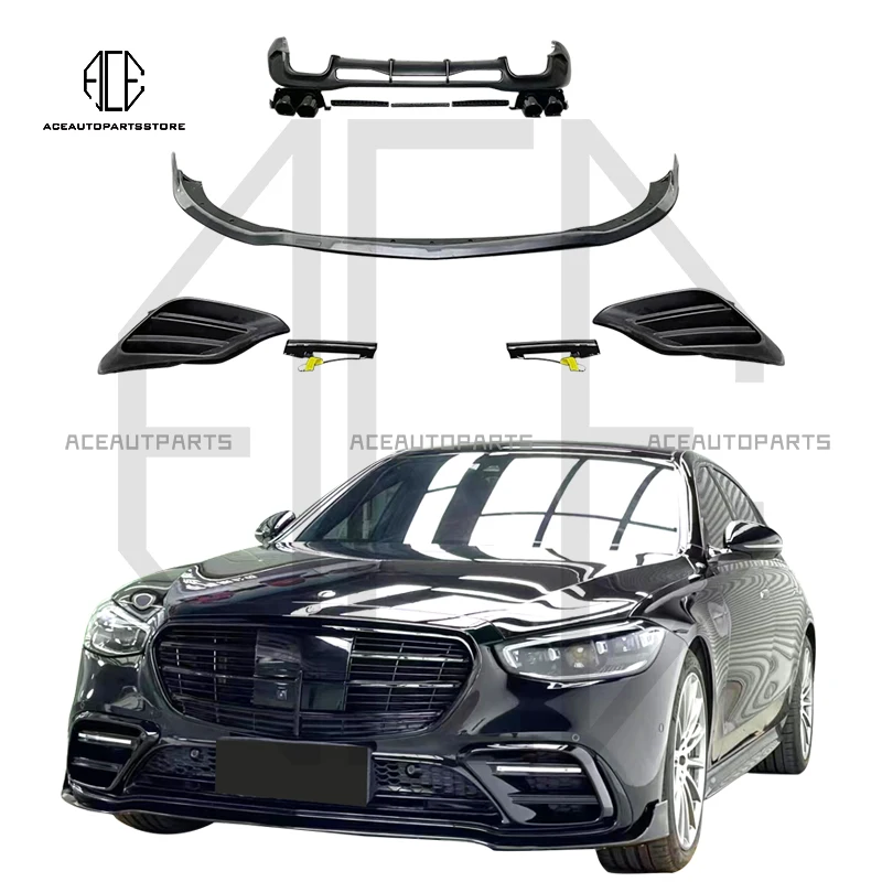 PP B Style Front Lip Spoiler Front Bumper Lip Chin Sport Edition For Benz S Class W223 Car Bumper Chin Guard