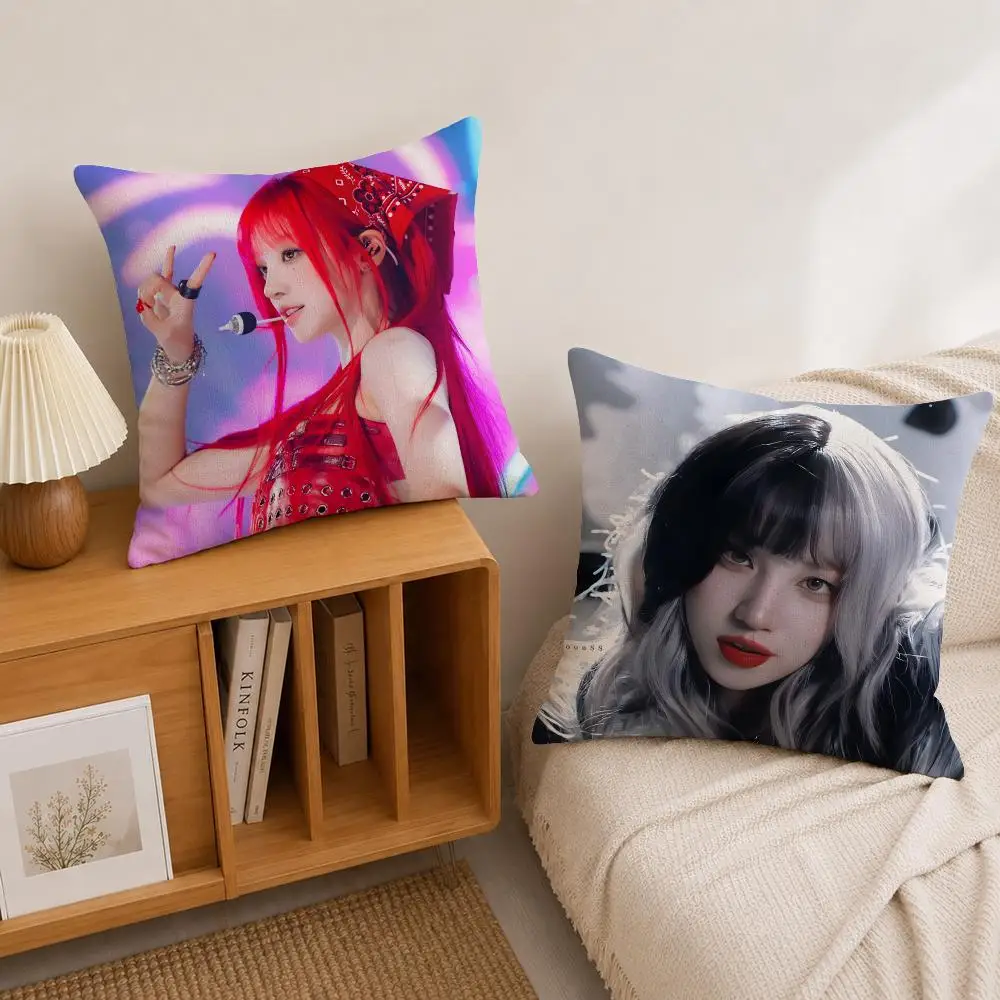 K-pop YUQI Cushion Cover Natural Linen Pillowcase Set, All-in-One Decor for Sofa, Bedroom & Chair