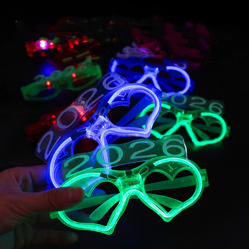 2026 Love Glasses Luminous Light Glasses Party Flashing New Year Digital Colored Light Glasses Glow Concert Photo Props Supplies