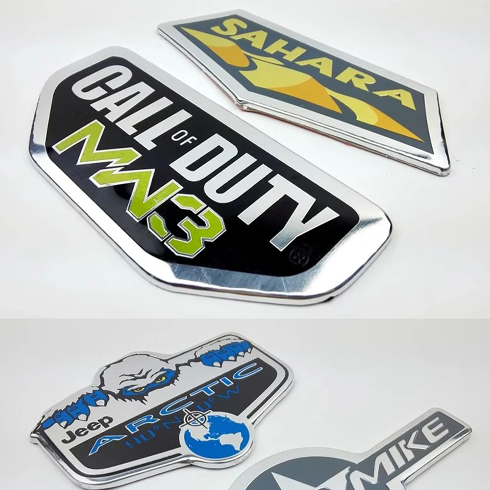 صحارا أوسكار مايك كول أوف ديوتي MW3 روبيكون رانجلر غير محدود كروم معدن التصميم شعار السيارة شارة ملصق السيارات ملصق مائي ل جيب