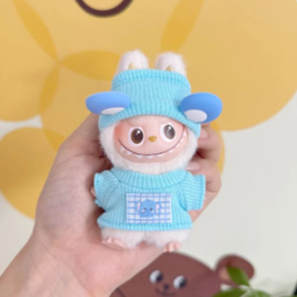 4.0 mini labubu outfits & carro de pelúcia casual wear dopamina macacão conjunto roupa brincalhão para 10.5cm boneca acessórios presente natal