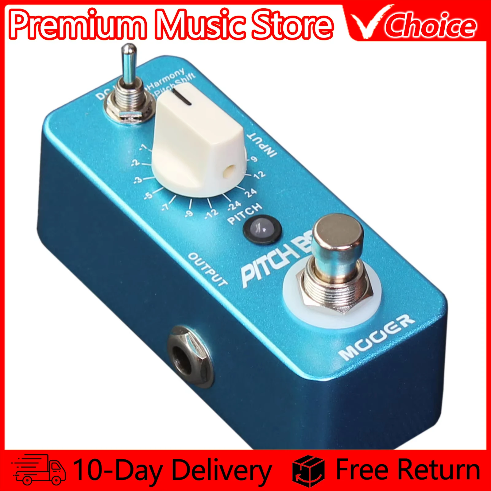 MOOER Electric Guitar Pedal MPS1 Pitch Box Effect Pedal 3 Effect Modes Harmony Pitch Shift Detune True Bypass Guitar Accessories