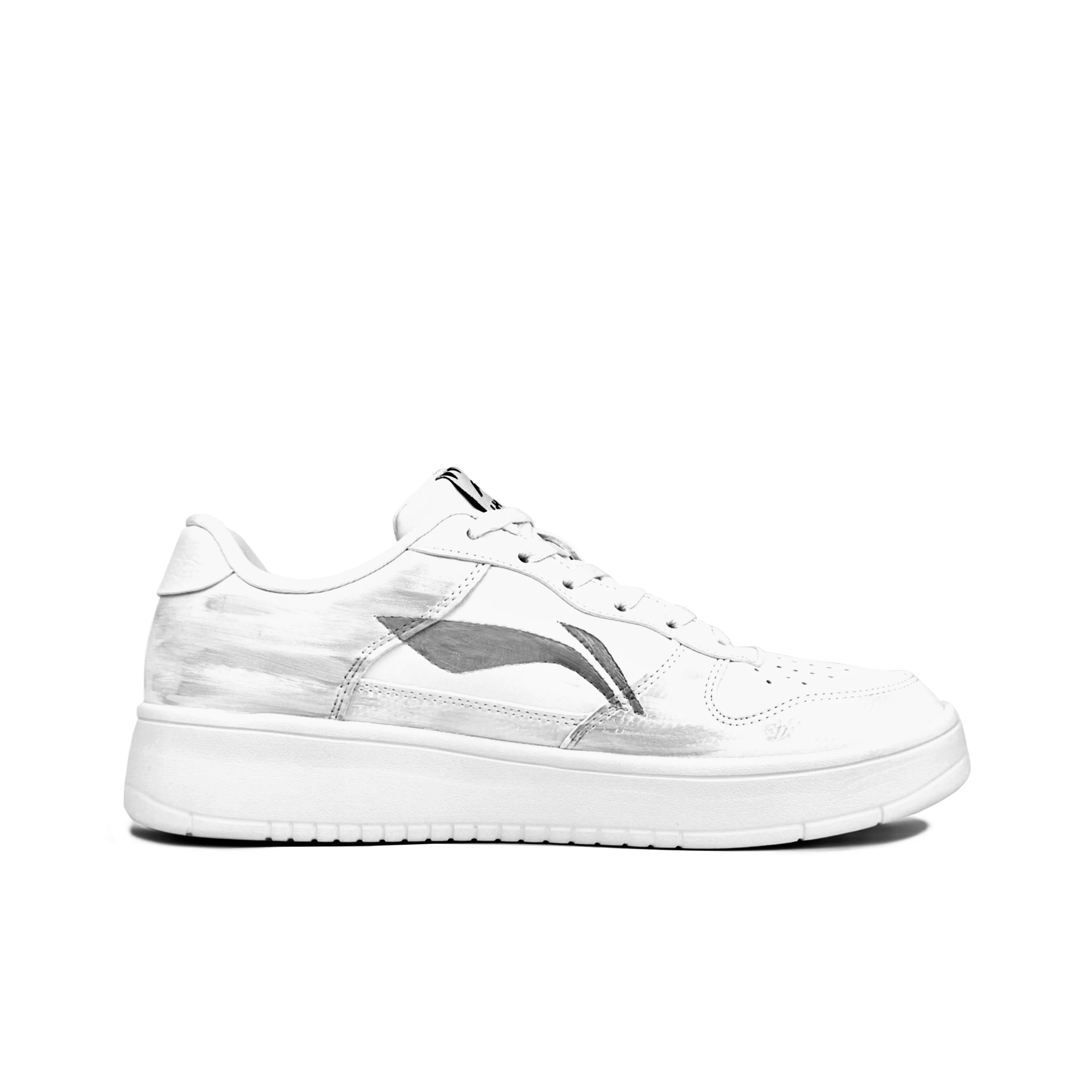 Li Ning Floating Boat Slip Resistant Abrasion Resistant Low top Skateboard Shoes Men's White Gray AGCS419-1(Team228-)