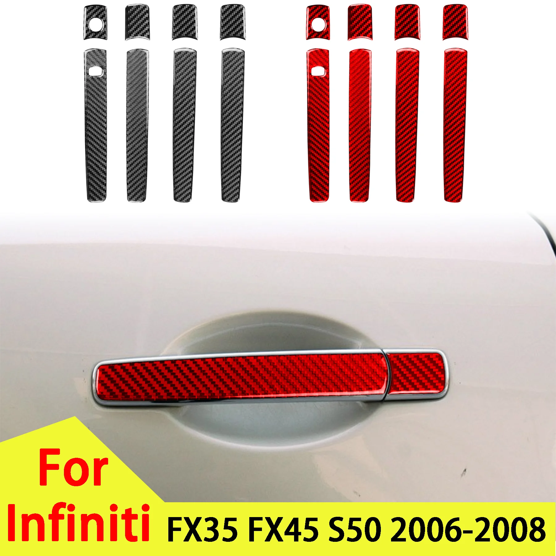 

Soft Carbon Fiber Car Door External Handle Switch Panel Decor For Infiniti FX35 FX45 S50 2006-2008 Exterior Accessory Stickers