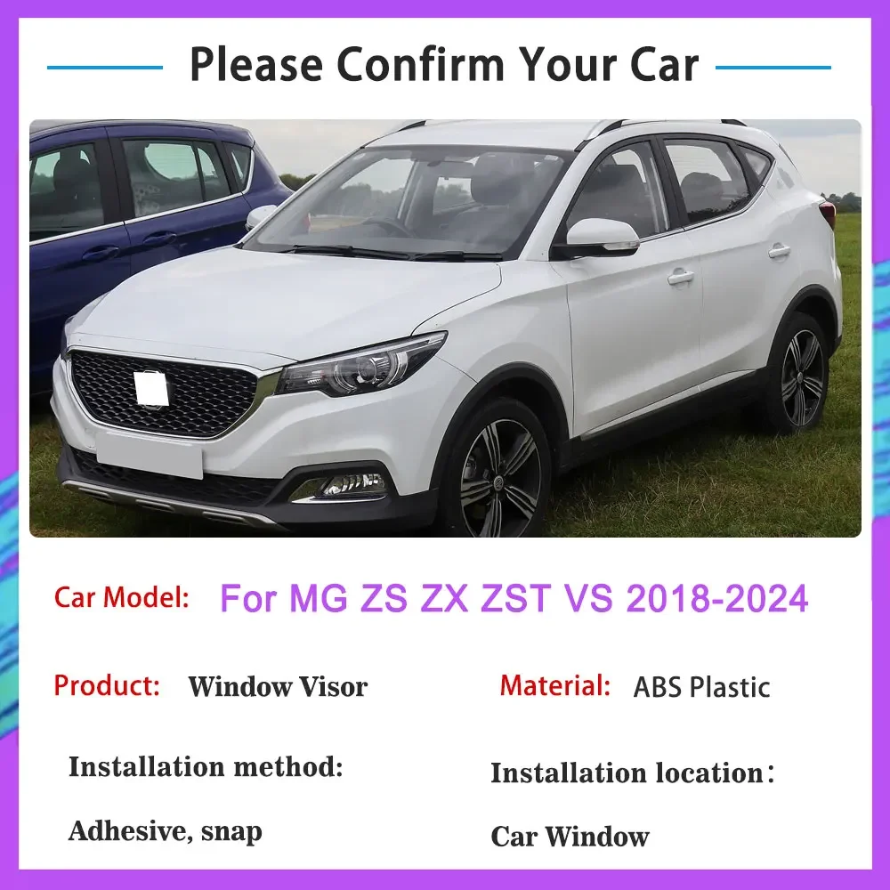 For MG ZS ZX ZST VS 2018~2024 2019 2020 Rain Sunshade Window Visor Windshield Deflectors Protective Cover Ventilation Accessory