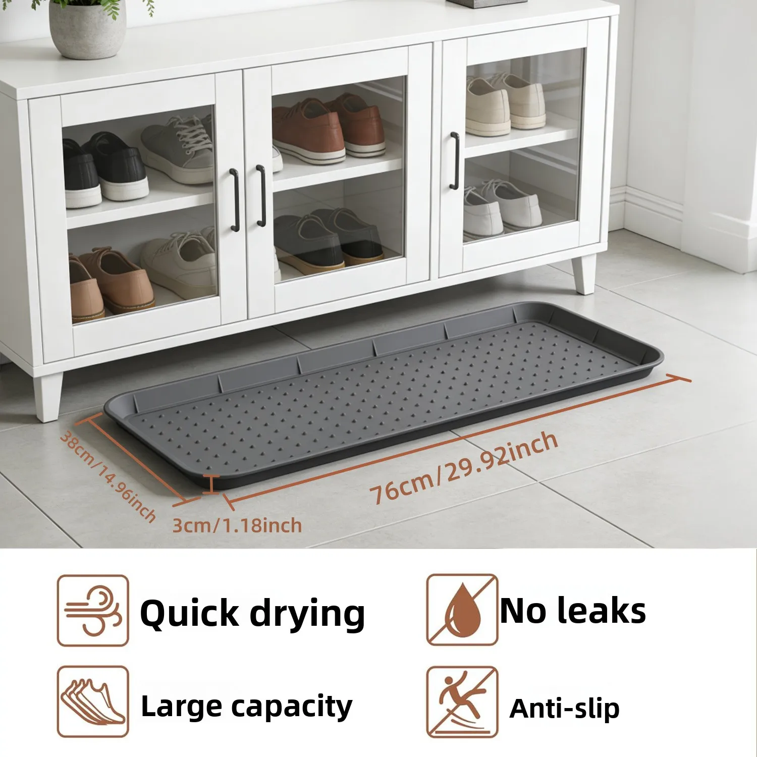 Non-Slip Silicone Shoe Tray and Pet Feeding Mat Waterproof Durable for Door Entrance Boots Storage and Flower Pot Base