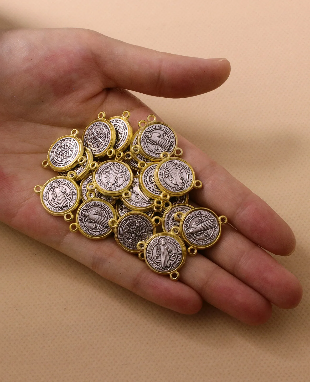 1Pack Christian Saint Benedict Medal Centerpiece Exorcism St. Benedict Medal Rosary Connector for DIY Making Accessories