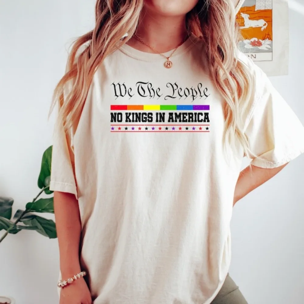 No Kings in America Shirt Democracy Tee Protest Gift for Patriotic Tee Activist Equali Politics Tops Short Sleeve Clothes