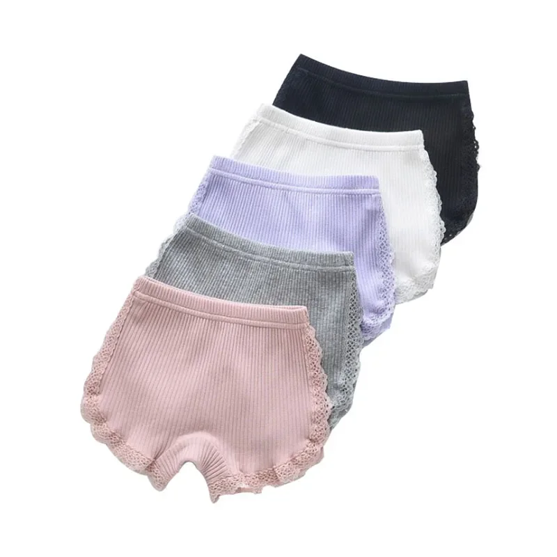 4-12 Years Girls Safety Pants Summer Three-quarter Pants Little Girls Baby Kids Side Lace Cotton Anti-glare Shorts