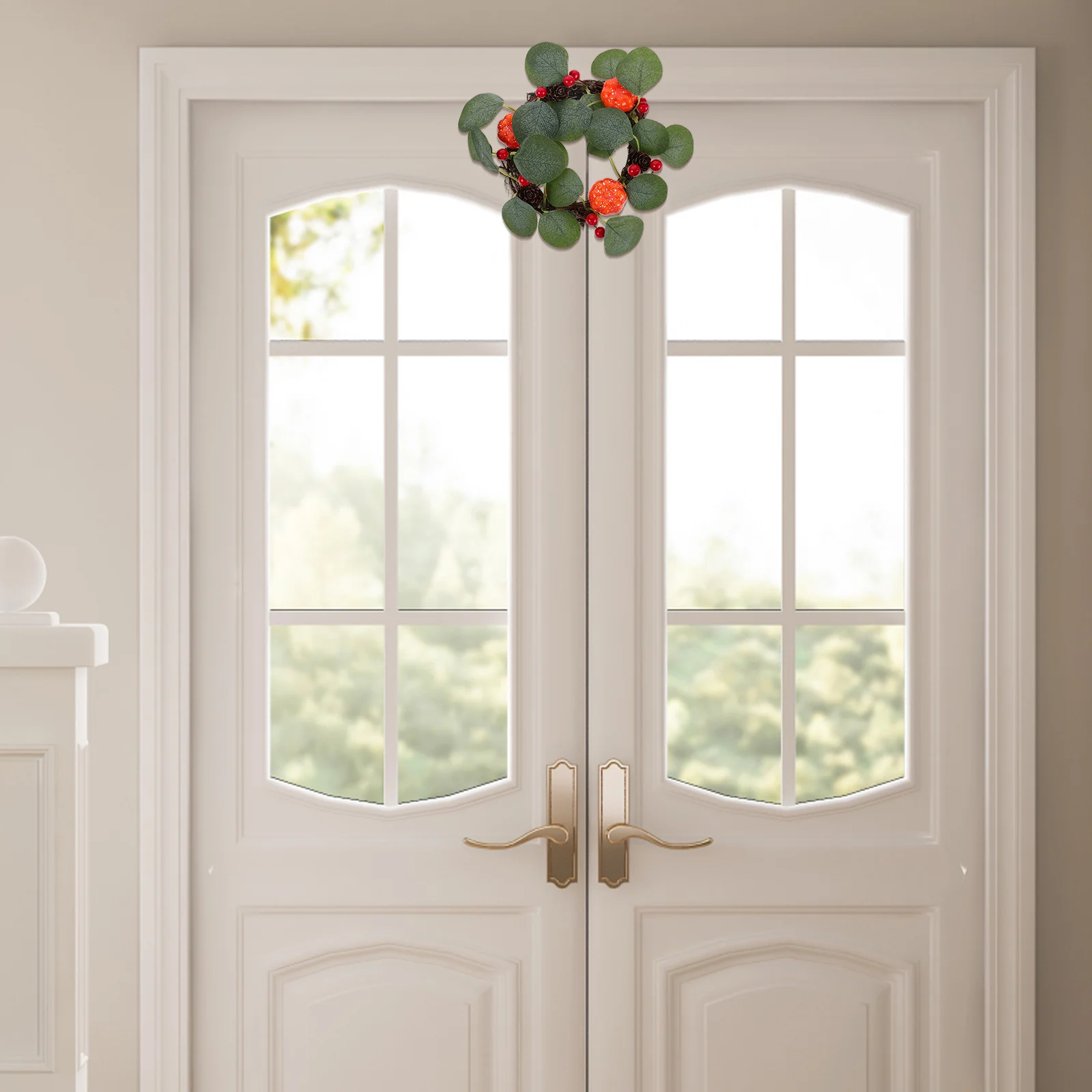 

2Pcs Handmade Pumpkin Wreath Fall Door Hanging Artificial Autumn Harvest Wreath Rustic Front Door Wall Decor Hanging Ornament