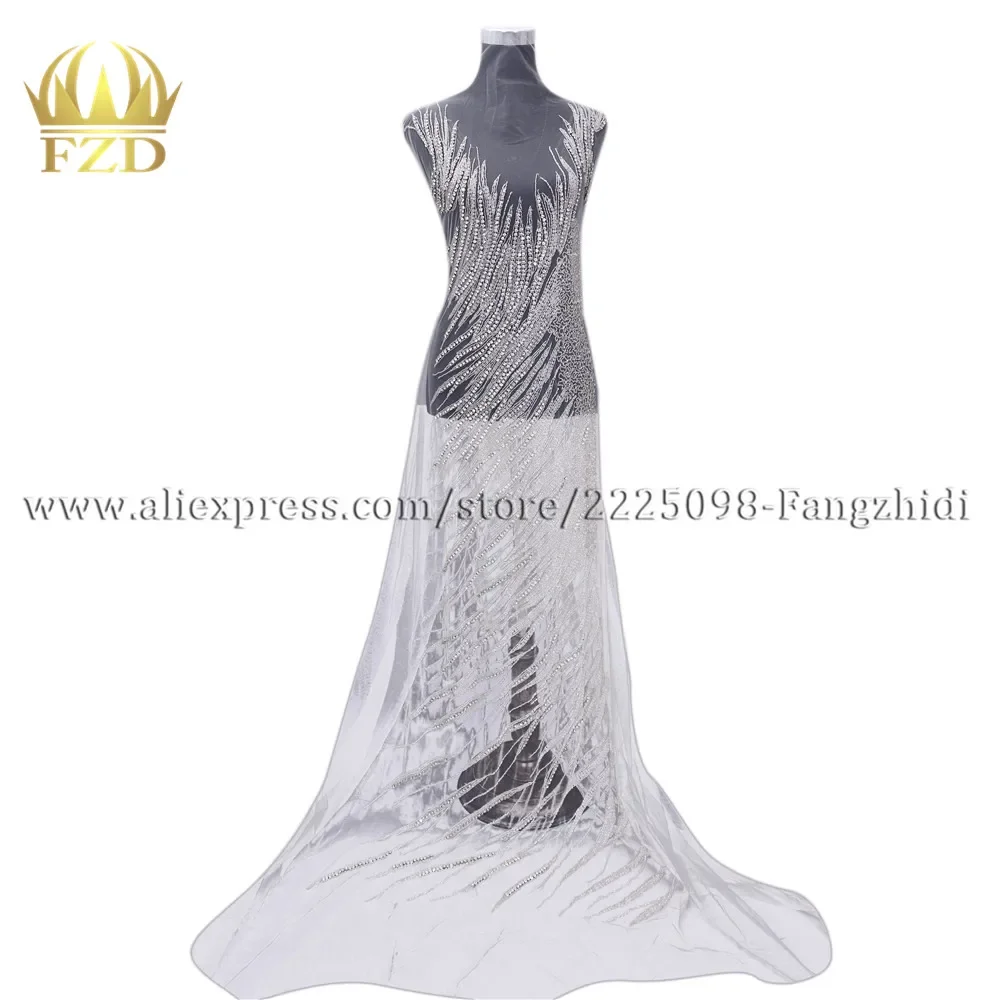 

FZD 1 Set Fashion Evening Dress Large Size Handicraft Bead Rhinestone Patches For Wedding Dress ,Garment patches DRA-314