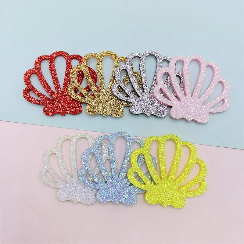 

42Pcs 4.5*4CM Shiny Symphony Shell Padded Appliques For Baby Hairpin Headwear Crafts Decor Ornament Garment Accessories