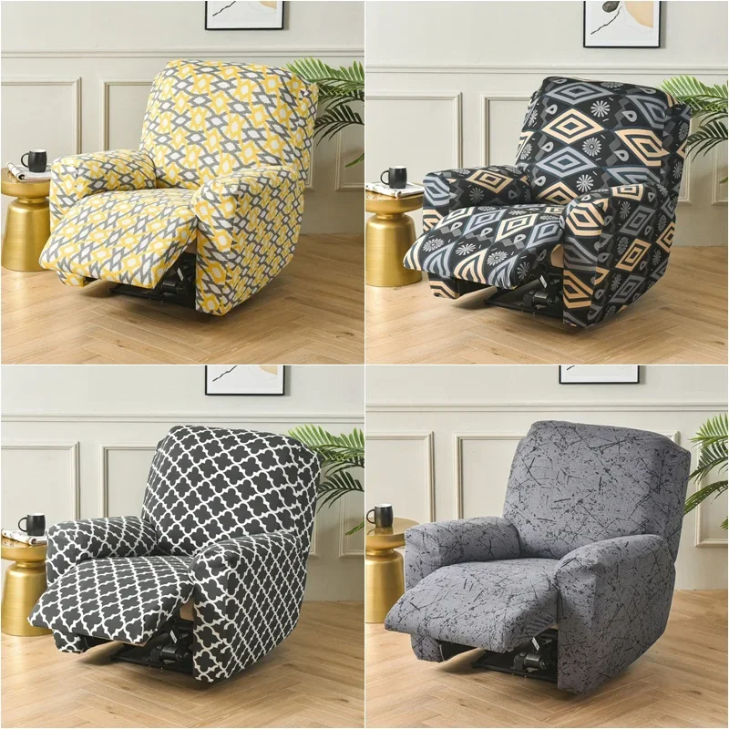 Geometric Printed Recliner Sofa Cover Elastic Chair Covers Spandex Lounge Single Sofa Seat Slipcover Living Room Armchair Cover