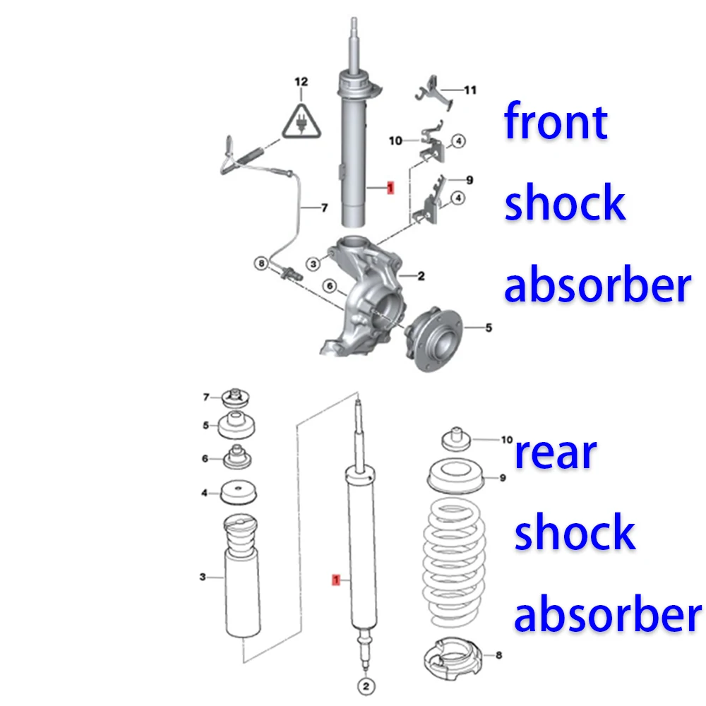 Front and rear shock absorbers for BMW 3 series E90 E91 E92 E93 2005-2012 31316786006 31316786005 33526768921