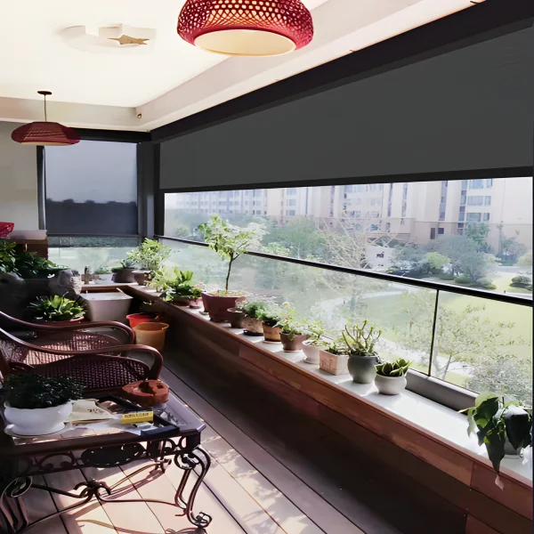 

Everyday Use PVC Sun Pattern Fabric Roller Door Access Outdoor Screen Blinds Electric Motorized Retractable Waterproof