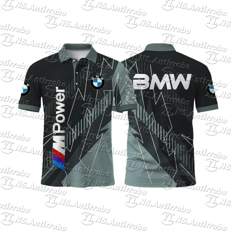 

Comfortable Breathable Short Sleeves Motorcycle Riding BMW Sport Shirt Trendy Printed Pattern Casual Polo Shirt With Buttons