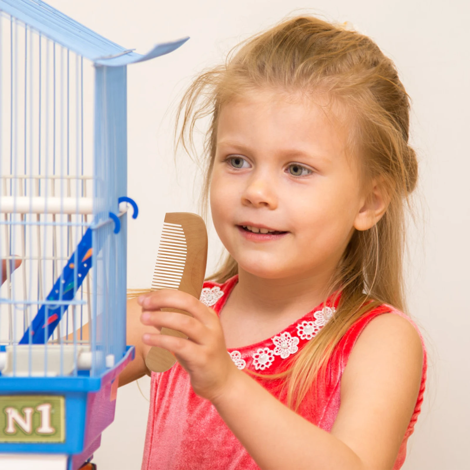 

2Pcs Wooden Comb Brush Set Durable Scalp Massage Bath Shower Brush for Baby Kids Body Hair Use Wooden Comb for Baby