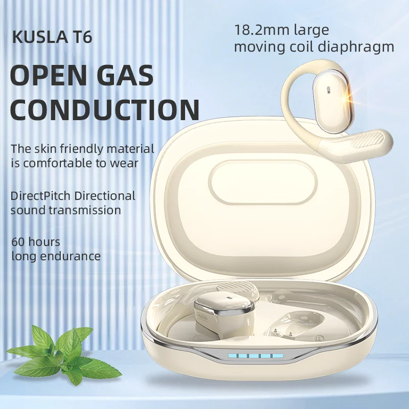 Kusla T6 Open-type BT5.4 Wireless Headphones with Air Conduction, Ultra-clear Call, Noise Reduction, and Long Battery Life
