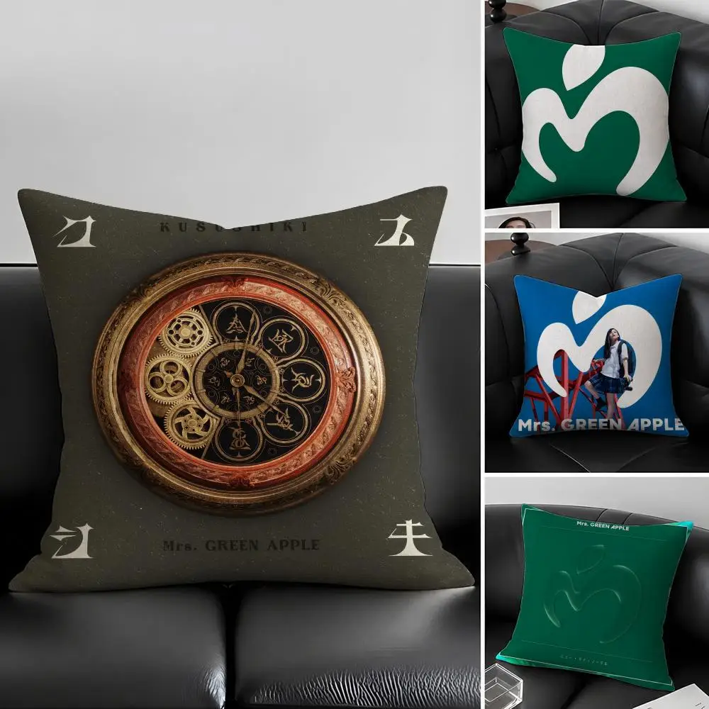 Band Mrs. GREEN APPLE Cushion Cover Natural Linen Pillowcase Set, All-in-One Decor for Sofa, Bedroom & Chair