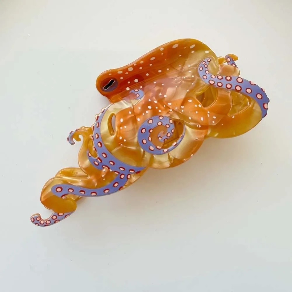 الحلو حمض الخليك مشبك شعر الاكريليك الكورية نمط المحار القرش كليب المحيط سلسلة شاطئ البحر عطلة أغطية الرأس الحبار مشبك شعر الصيف