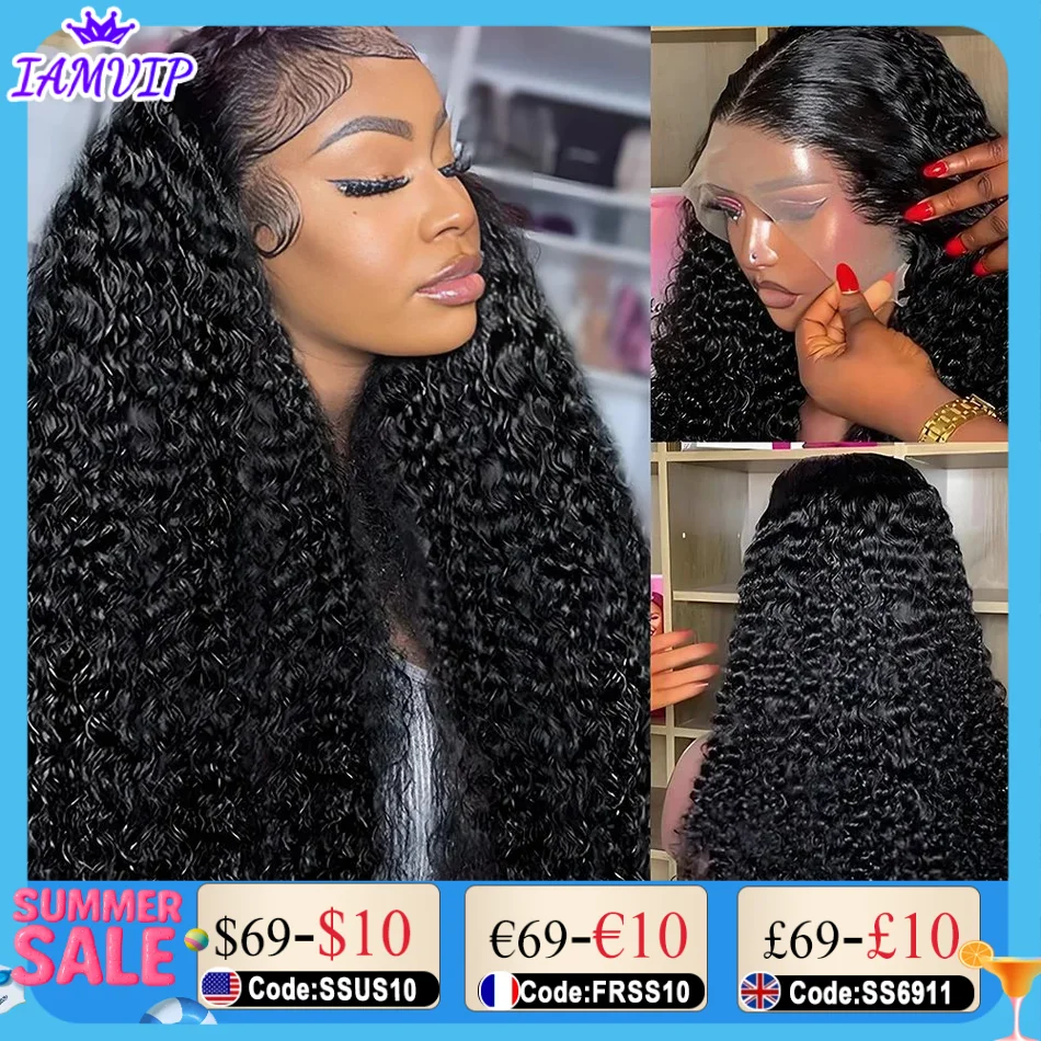 

250% 5x7 Glueless Kinky Curly Preplucked Water Jerry 13x4/13x6 Hd Lace Frontal Wigs Remy 4x4 Closure Human Hair Baby Hairline Go