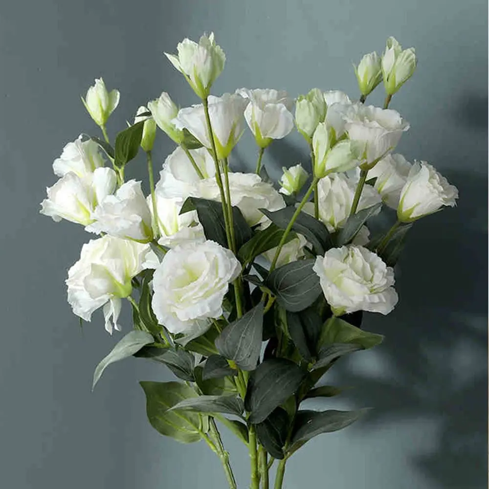 1 Bunch 4 Heads Photo Props For Wedding Home Table Decor Hotel Garden Bouquet Eustoma Fake Floral Artificial  Flower