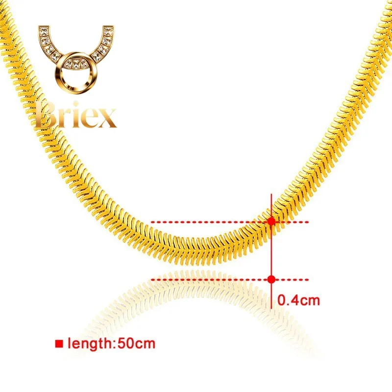 Briex Jewelry Unisex Flat Snake Necklace 24K Gold AU999 - Unisex style, delicate 24K luster, AU999 guarantee, exquisite craft fo