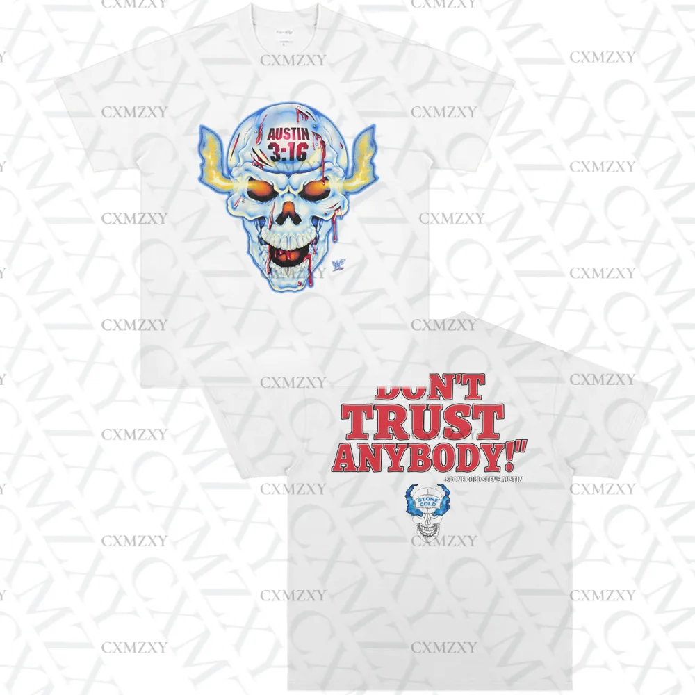 ستون كولد ستيف أوستن الترفيه المصارعة القطن الخالص الرجعية قصيرة الأكمام تي شيرت جودة عالية العلامة التجارية الفاخرة