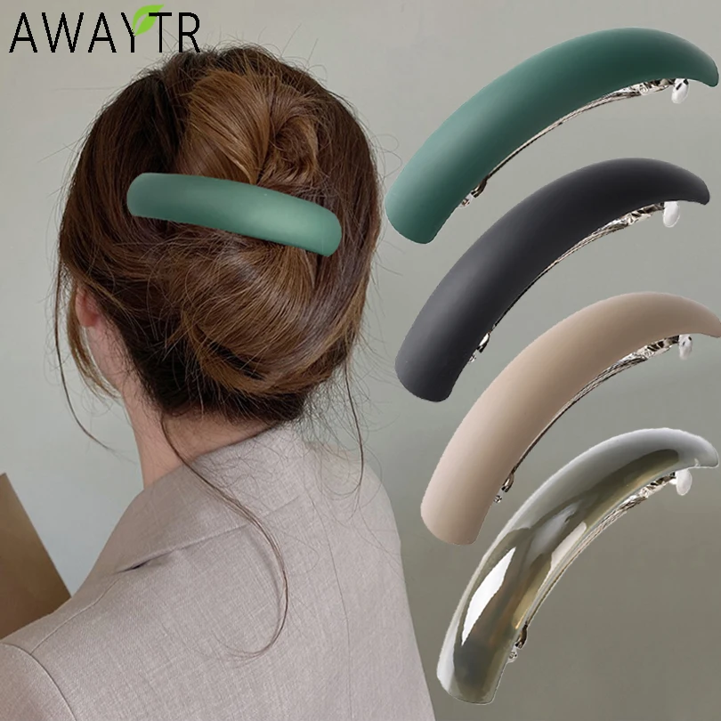 Eleganckie matowe żywiczne klipsy sprężynowe Vintage spinka do włosów spinka do włosów kobiety prostokąt kucyk Barrettes Hairgrip akcesoria do włosów