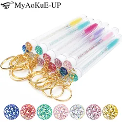 10/5Pcs Rohr Wimpern Pinsel Mit Gold Keychain Glitter Mascara Zauberstab Für Lash Erweiterung Klar Micro Kamm Container make-up-Tool