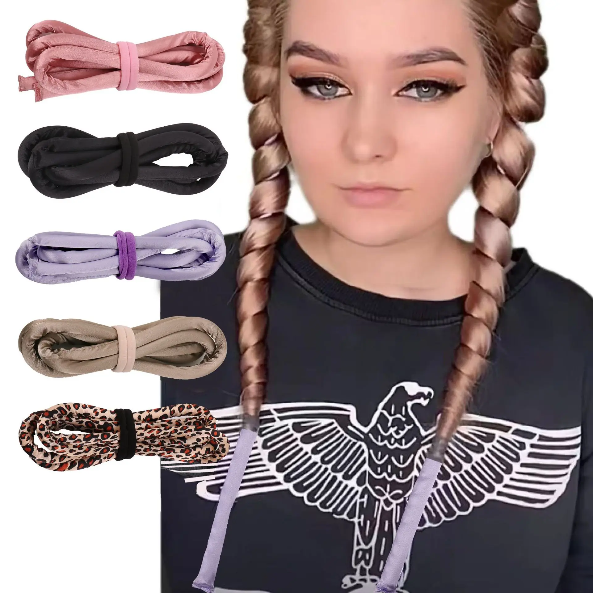 1pc alongamento heatless rolos de cabelo preguiçoso curling haste bandana sono macio seda cachos laços perm hastes ferramentas estilo cabelo