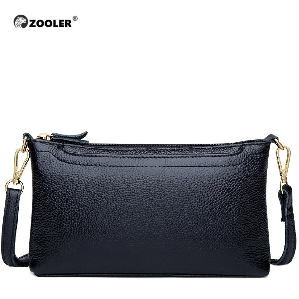 Female Genuine Leather Shoulder Bags Winter Black Color Crossbody Functional Mobile Phone Bag Purse Small #z189