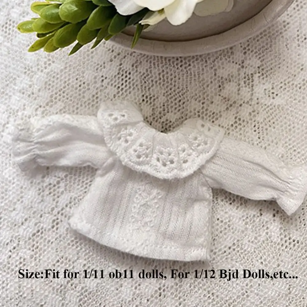 High Quality Fashion Doll Shirt Sweaters 2 Styles White Doll T-shirt Tops Gift Toys 1/11 ob11 Dolls/1/12 Bjd Dolls