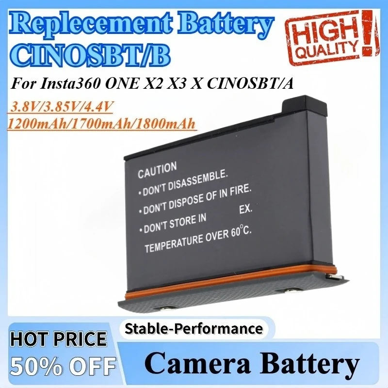 

Premium Rechargeable Lithium Polymer Replecement Battery CINOSBT/B for Insta360 ONE X2 X3 X CINOSBT/A 1630mAh Long Lifespan