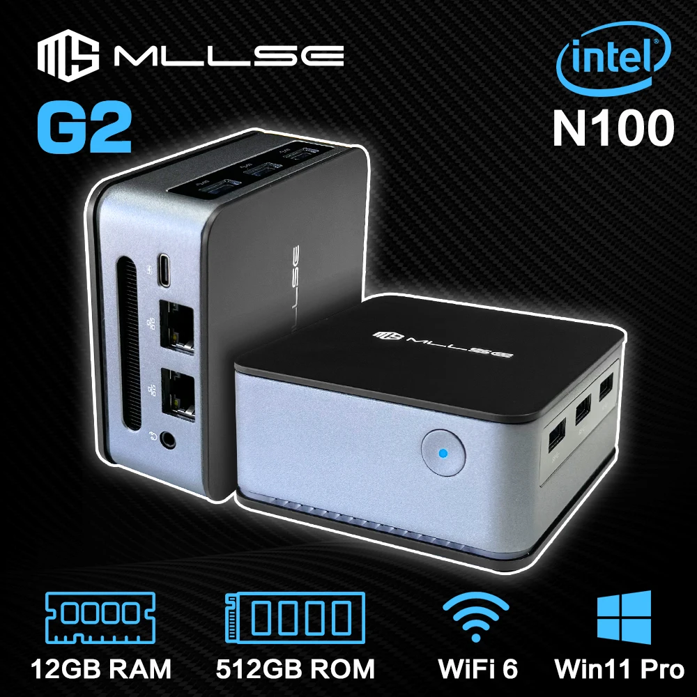 MLLSE G2 Mini PC Windows 11 Pro Alder Lake N100 Intel 12th DDR4 12GB RAM 512GB ROM WiFi 6 BT5.2 Desktop Computer Mini Pc Work