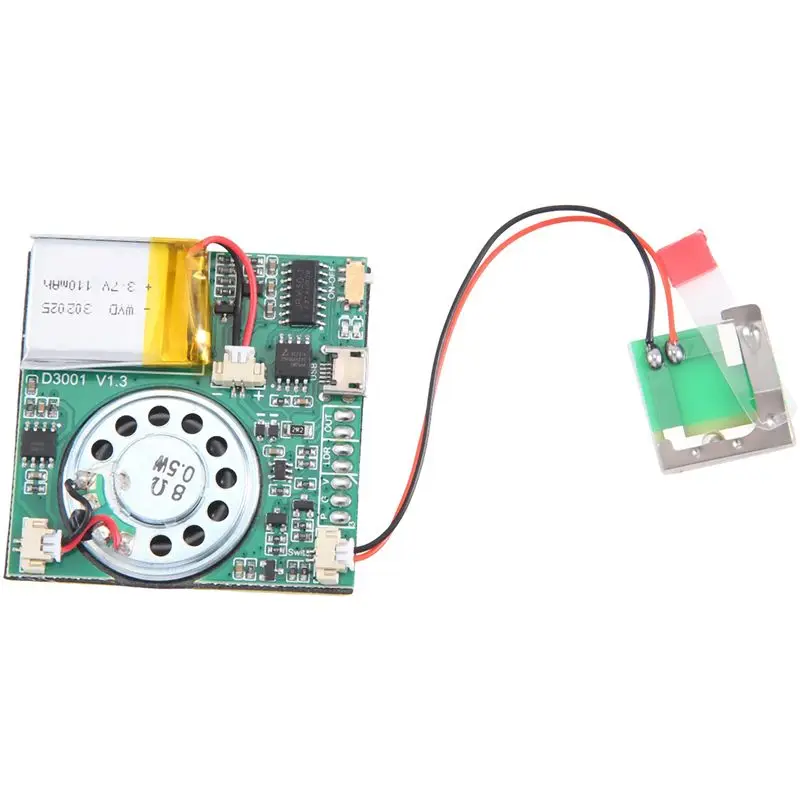 N35R-DIY MP3 وحدة صوت قابلة للتسجيل USB وحدة صوت قابلة للنزيل أخضر، بطاقة تهنئة قطعة واحدة