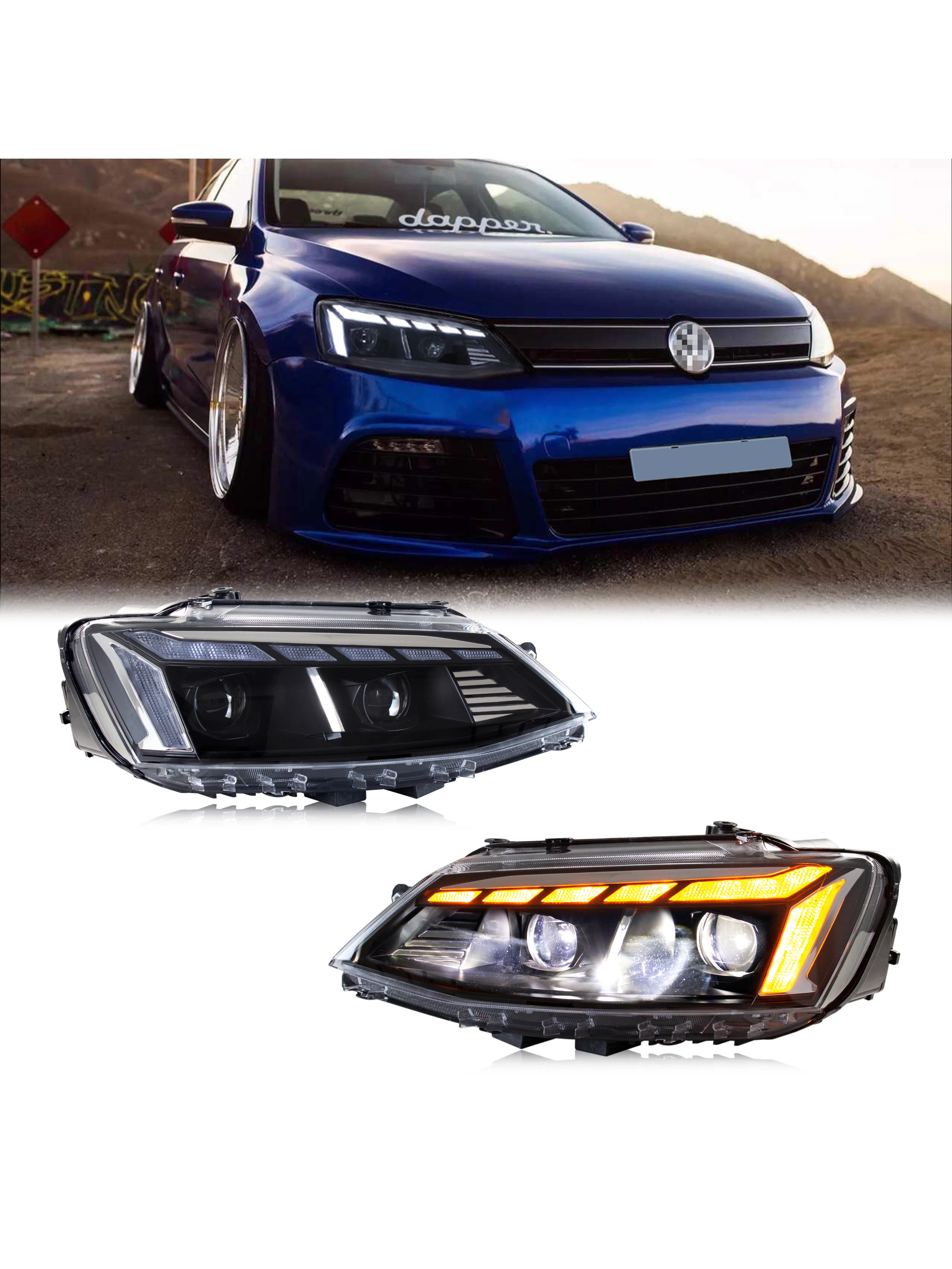 LED Koplampen Voor VW Volkswagen Jetta 2011-2018 MK6 Start-up Animatie Sequentiële Richtingaanwijzer Front Lampen Montage - afbeelding 2