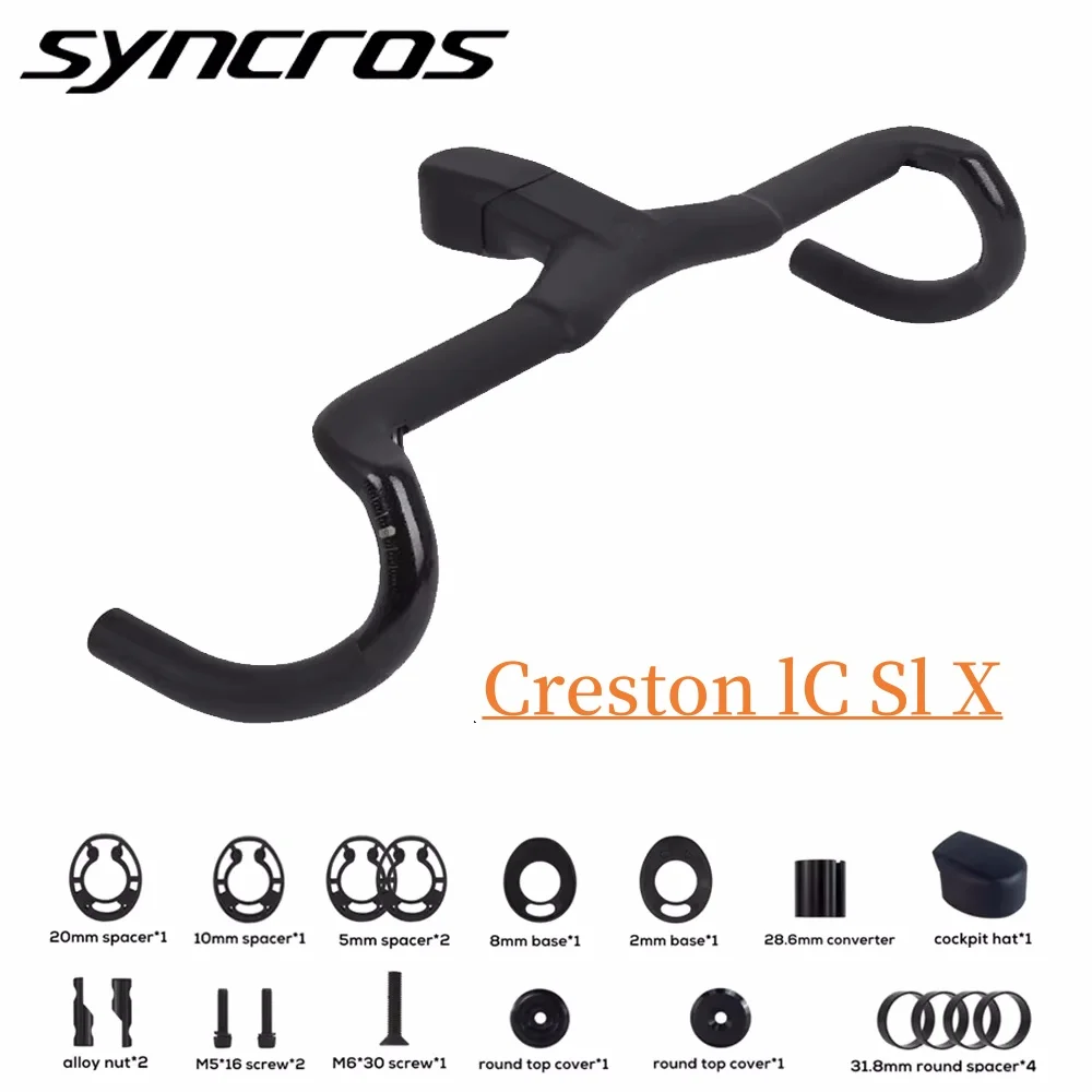 

Syncros Creston IC Sl X T1000 Carbon Integrated Full Internal Cable Routing Road Bicycle Handlebar Gravel Cockpit Di2