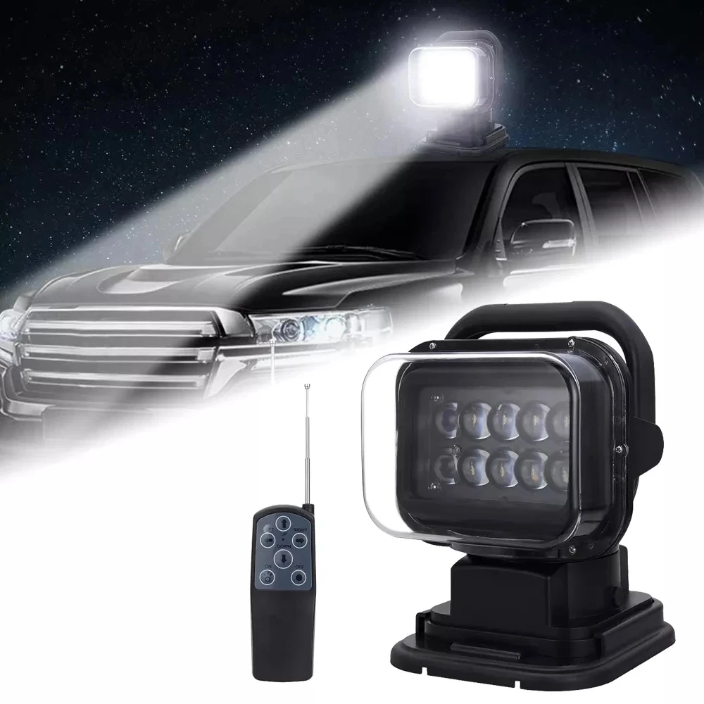 

12V/24V Led Search Light White Black Spotlight for Yacht Off-Road Trucks ATV SUV Boat