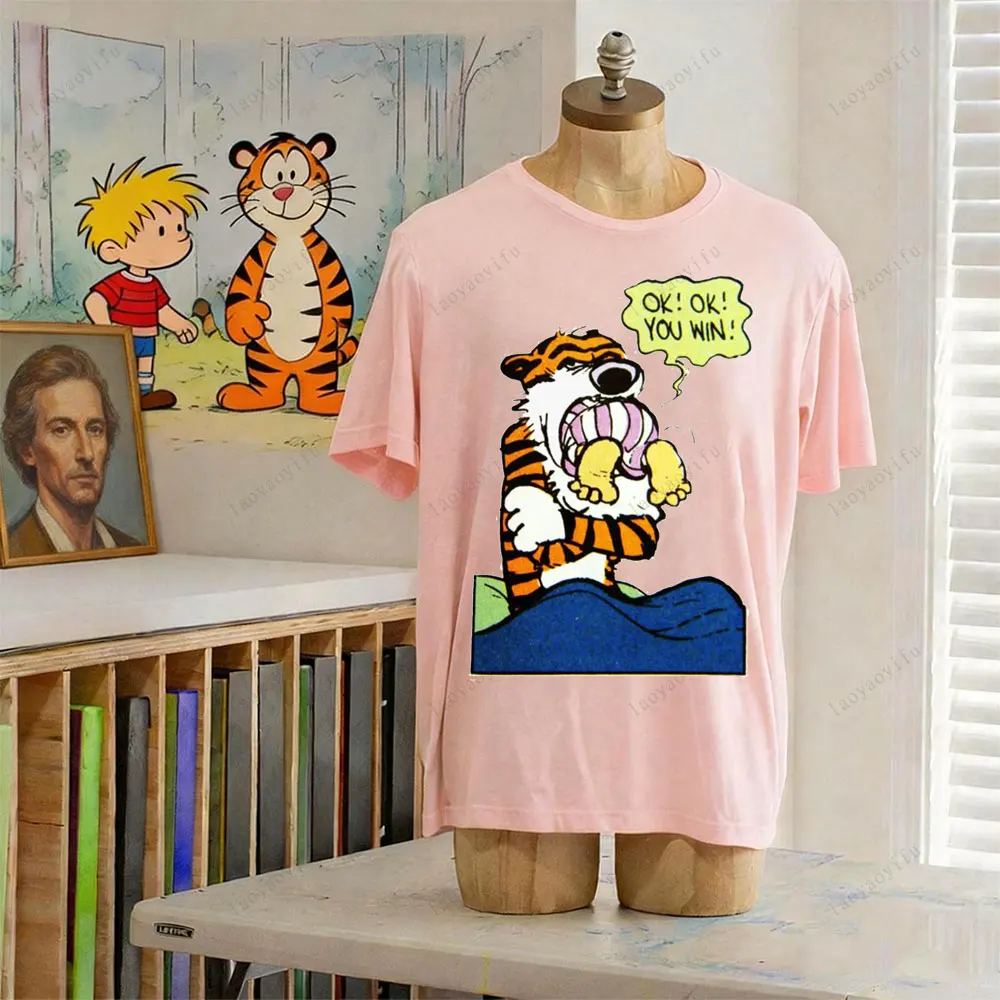 

Calvin and Hobbes Funny Calvin and Hobbes Perfect Gift Classic Clothest Funny Anime Shirt T Shirts for Men Cotton Clothes