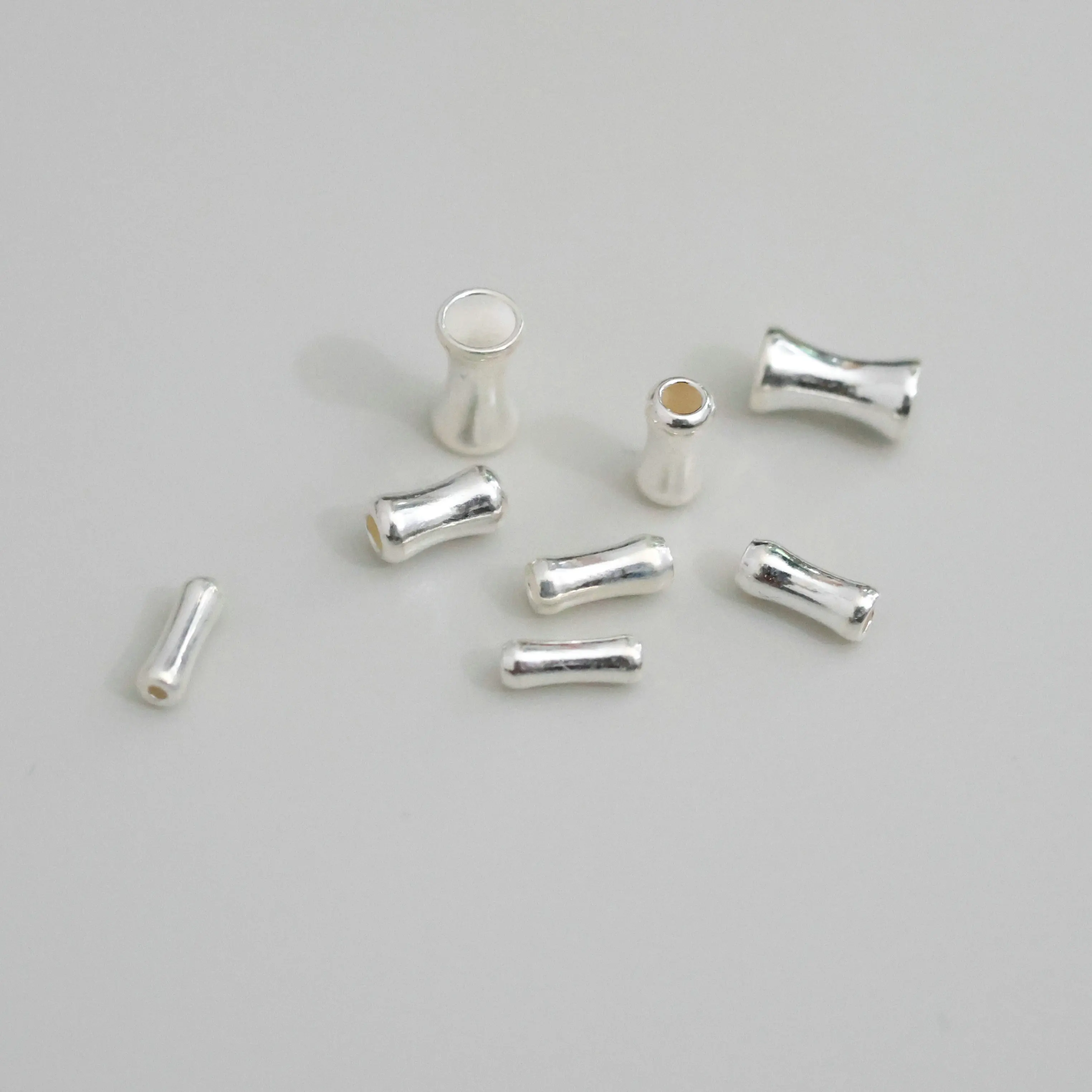 5pcs 100% Solid 925 Sterling Silver Bamboo Joint Spacer Beads for DIY Bracelet Necklace Making Fine Jewelry Finding  JQ0031