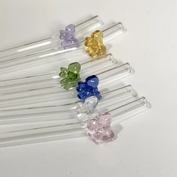 1pc 8mm Glass Straw, Reusable Drinking Straws Cute Butterfly Heat-Resistant Straw For Festival Party Wedding Cocktail Bar Beachs