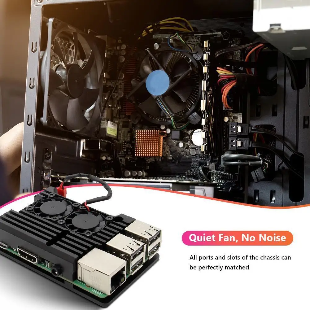 Case Black Shell Silver Box Metal Enclosure for Raspberry Pi 3 Model B B+ Aluminum Alloy Case without Dual Cooling Fan