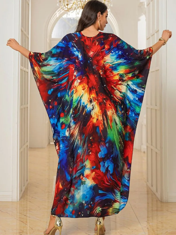 Summer Cover Ups Women Swimsuit 3/4 Sleeve Robes Bathing Suit Robe Dress 2026 New Tie Dye Beach Holiday Maxi Dresses Cover-Up